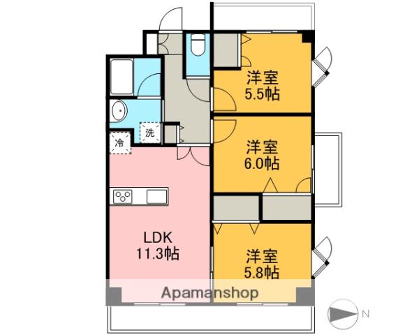 ヴァントゥールベルジェ(3LDK/4階)の間取り写真