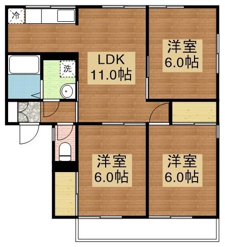 セジュールMINA F棟(3LDK/2階)の間取り写真