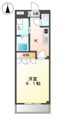 山陽本線 西条駅(広島) バス乗車時間：45分 春日野西バス停で下車 徒歩8分 2階建 築20年(1K/2階)の間取り写真