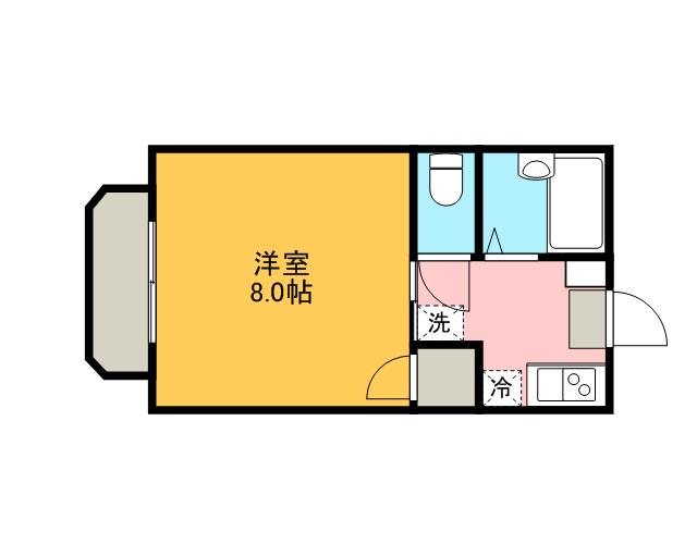 メゾン大歳 B棟(1K/1階)の間取り写真