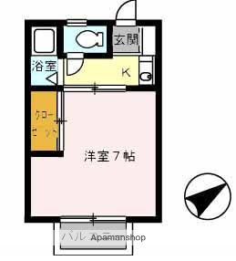 パークハウスA棟(1K/2階)の間取り写真