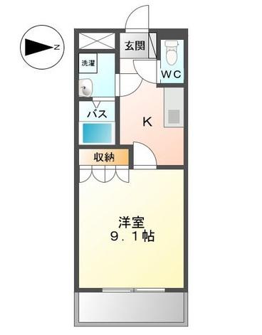 プリーマ・ヴィラⅡ番館(1K/2階)の間取り写真