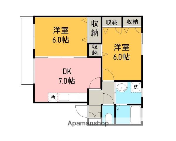 ビューコート寺家(2DK/1階)の間取り写真