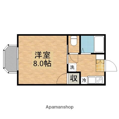 フローラ西条B棟(1K/1階)の間取り写真