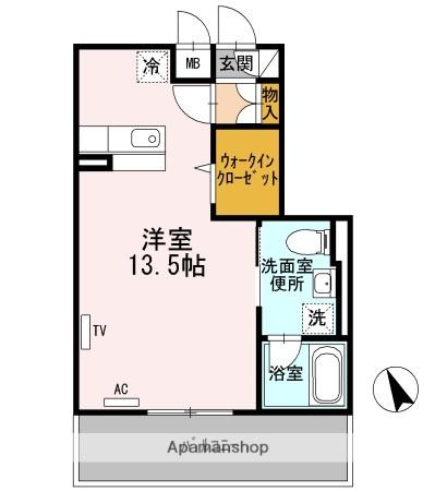 ヴェルテュー・デュ・シャトーA館(ワンルーム/2階)の間取り写真