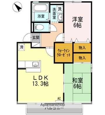 セジュールMINA H棟(2LDK/1階)の間取り写真