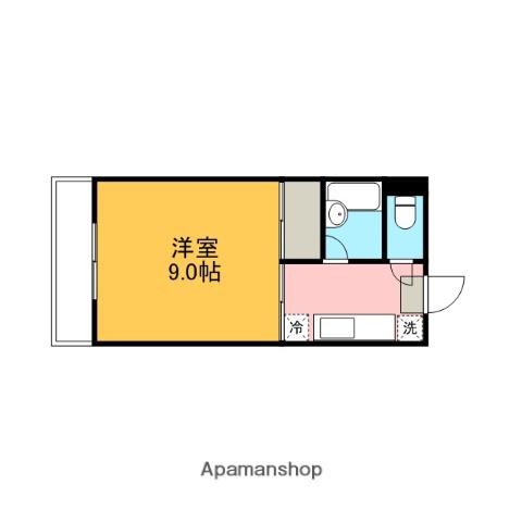 ウエストB(1K/2階)の間取り写真