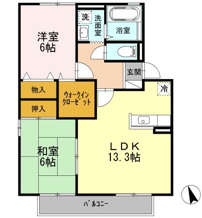 ジュネスⅡ(2LDK/1階)の間取り写真
