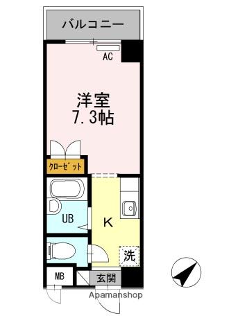 エクレール(ワンルーム/4階)の間取り写真