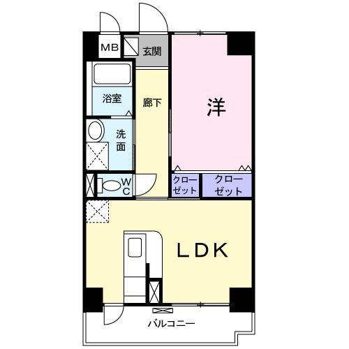 クレッシェンド(1LDK/3階)の間取り写真