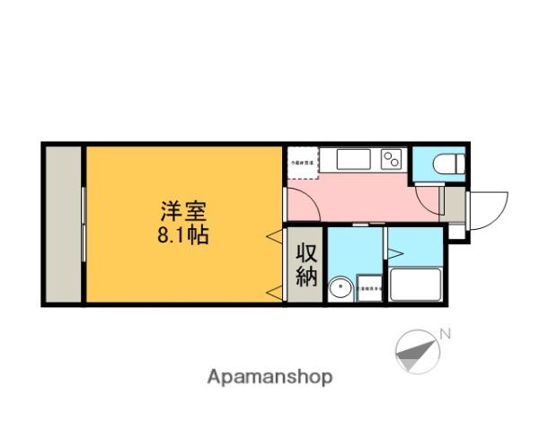 ピーエス高屋(1K/2階)の間取り写真