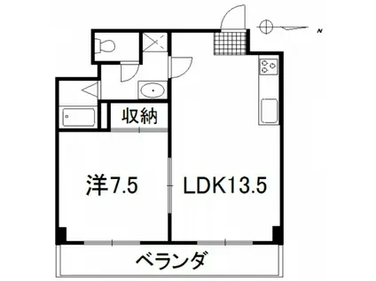 丸ビル 1LDK(1LDK/5階)の間取り写真