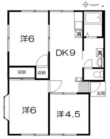 豊ハイツA(3DK/1階)の間取り写真