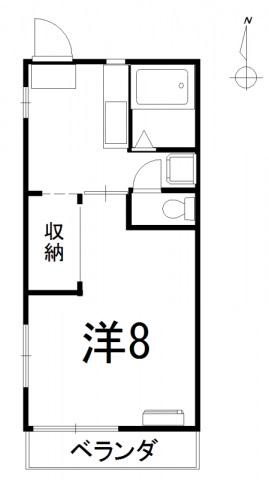 ホワイトテラス西条(1K/2階)の間取り写真