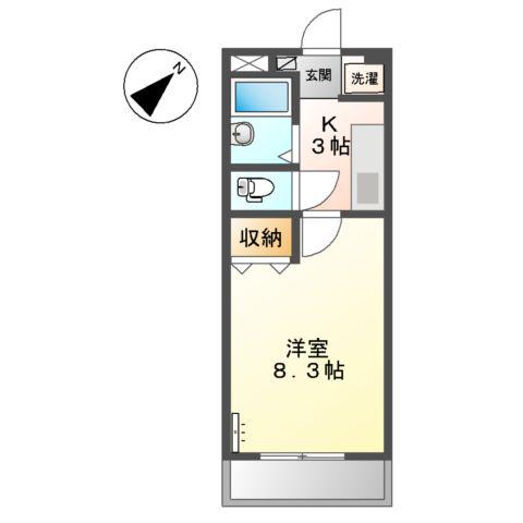 サンパティオ幸本Ⅱ(1K/2階)の間取り写真