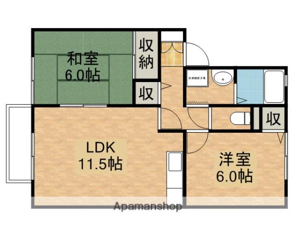 セジュールきっかわ(2LDK/1階)の間取り写真