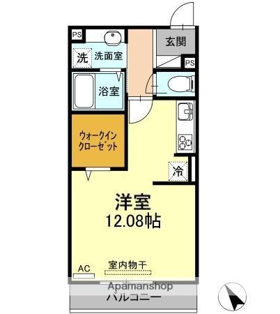 D-ROOM花梨D棟(ワンルーム/3階)の間取り写真