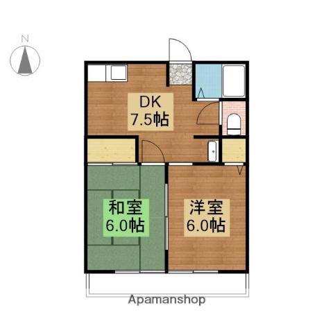 コーポのぞみ (2DK/1階)の間取り写真