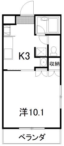 エスペールⅡ(1K/2階)の間取り写真