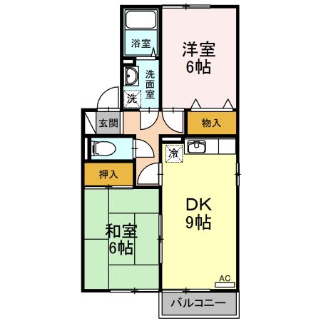 セジュールMEきりた(2DK/1階)の間取り写真