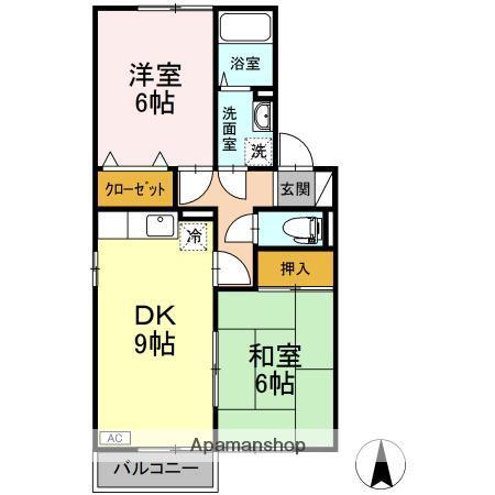 セジュールMEきりた(2DK/1階)の間取り写真