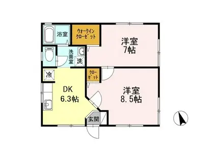 丸子アパート(2DK/1階)の間取り写真