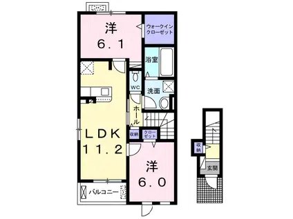 山陽本線 白市駅 徒歩19分 2階建 築4年(2LDK/2階)の間取り写真