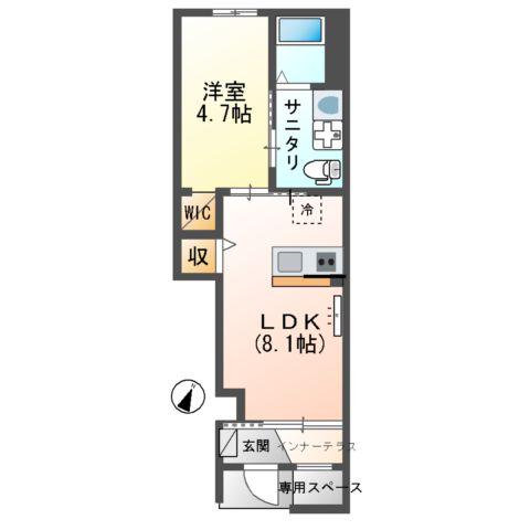 ファイン・ヴィラⅦ(1LDK/1階)の間取り写真