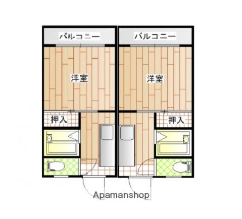 ベルカントハウスB(1K/2階)の間取り写真