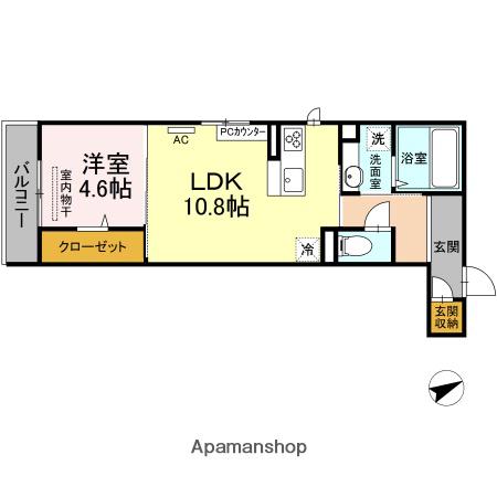 アネシス寺家A・B A棟(1LDK/3階)の間取り写真