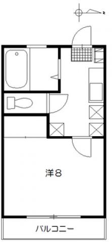 コーポやすくに(1K/2階)の間取り写真