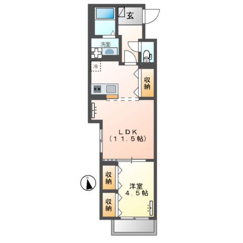ファインヴィラⅨ(1LDK/2階)の間取り写真