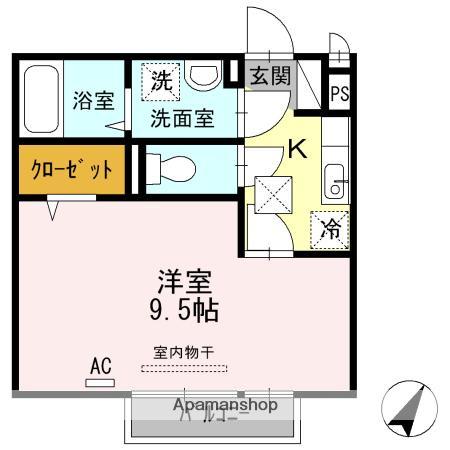 サニーフラット(ワンルーム/2階)の間取り写真