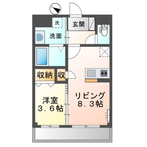八本松店舗併用アパート(1LDK/2階)の間取り写真