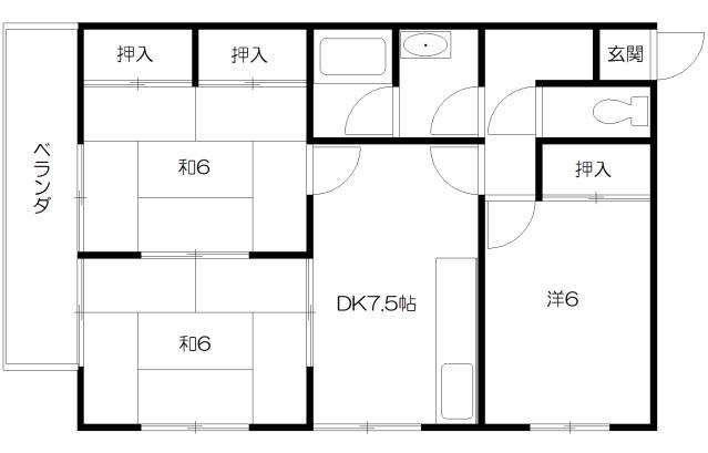 ファミール政本(3DK/1階)の間取り写真