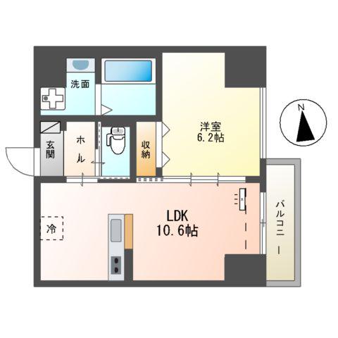 中央地所西条駅前ビル(1LDK/5階)の間取り写真