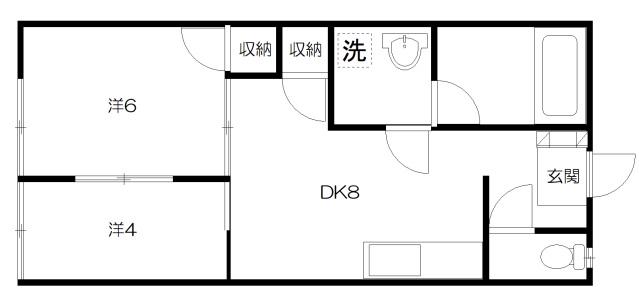 ハイムK(2DK/2階)の間取り写真