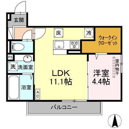 グレイスガーデンC(1LDK/1階)の間取り写真