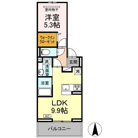 グレイスガーデンC(1LDK/2階)の間取り写真