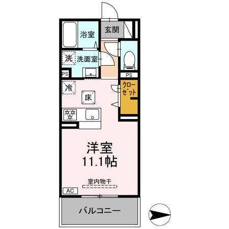 グレイスガーデンA(ワンルーム/1階)の間取り写真