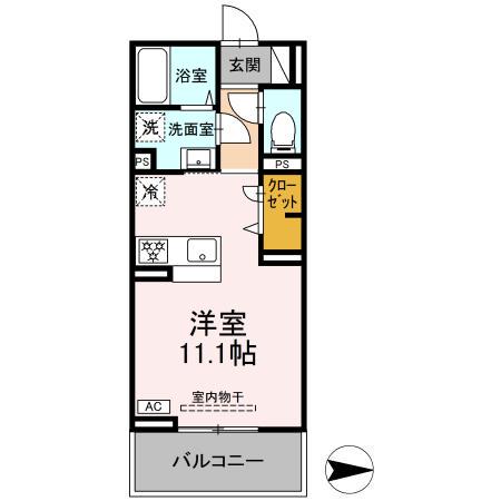 グレイスガーデンA(ワンルーム/2階)の間取り写真