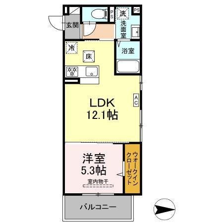 グレイスガーデンA(1LDK/1階)の間取り写真