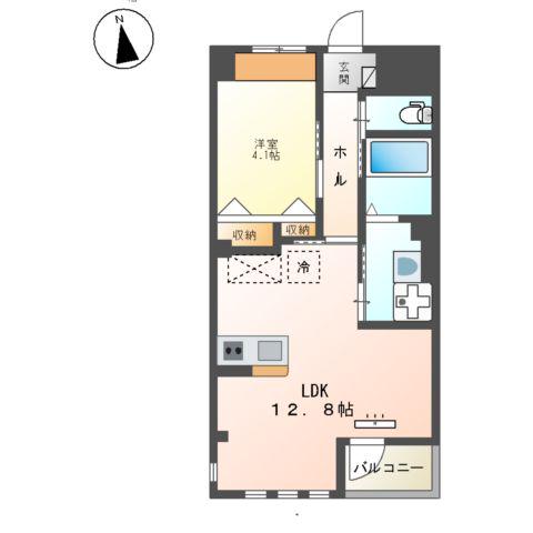 アリエス八本松(1LDK/2階)の間取り写真