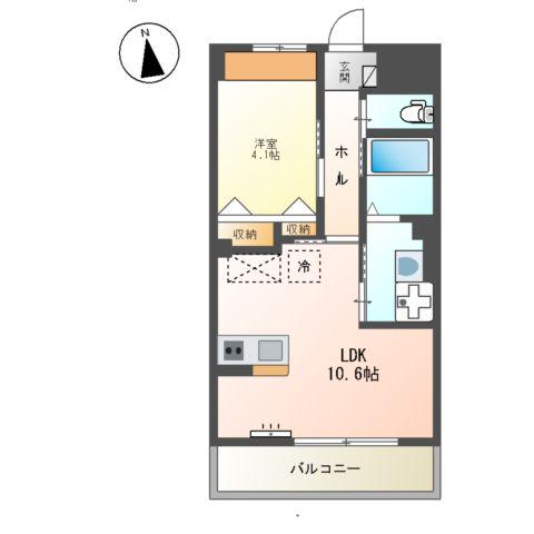アリエス八本松(1LDK/2階)の間取り写真