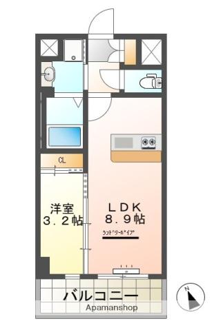 アイ・レジデンシーズ西条(1LDK/4階)の間取り写真