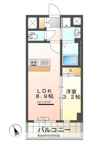 アイ・レジデンシーズ西条(1LDK/4階)の間取り写真