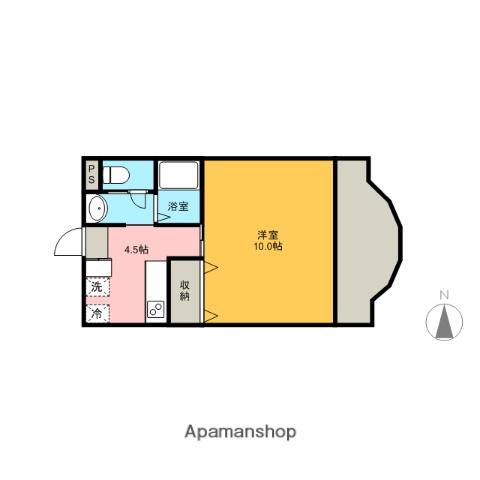 TN布袋(1DK/4階)の間取り写真