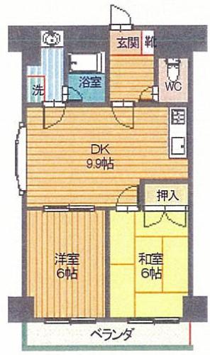 プレセランス・パスティーユ(2DK/3階)の間取り写真