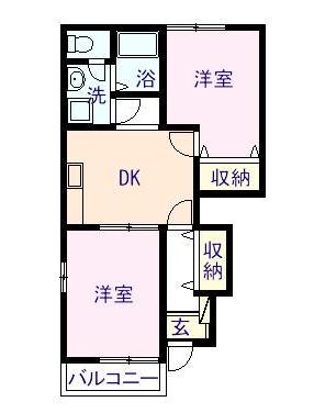 HAYATE(2DK/1階)の間取り写真