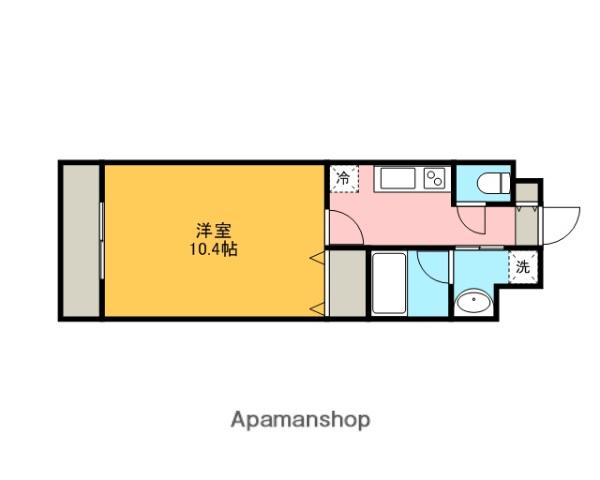 パラダイス西条(1K/2階)の間取り写真